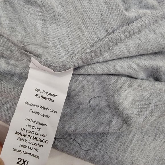 New tags LuLaRoe Randy XXL 2XL Longer sleeves Gray solid front w Black red green - Picture 11 of 12